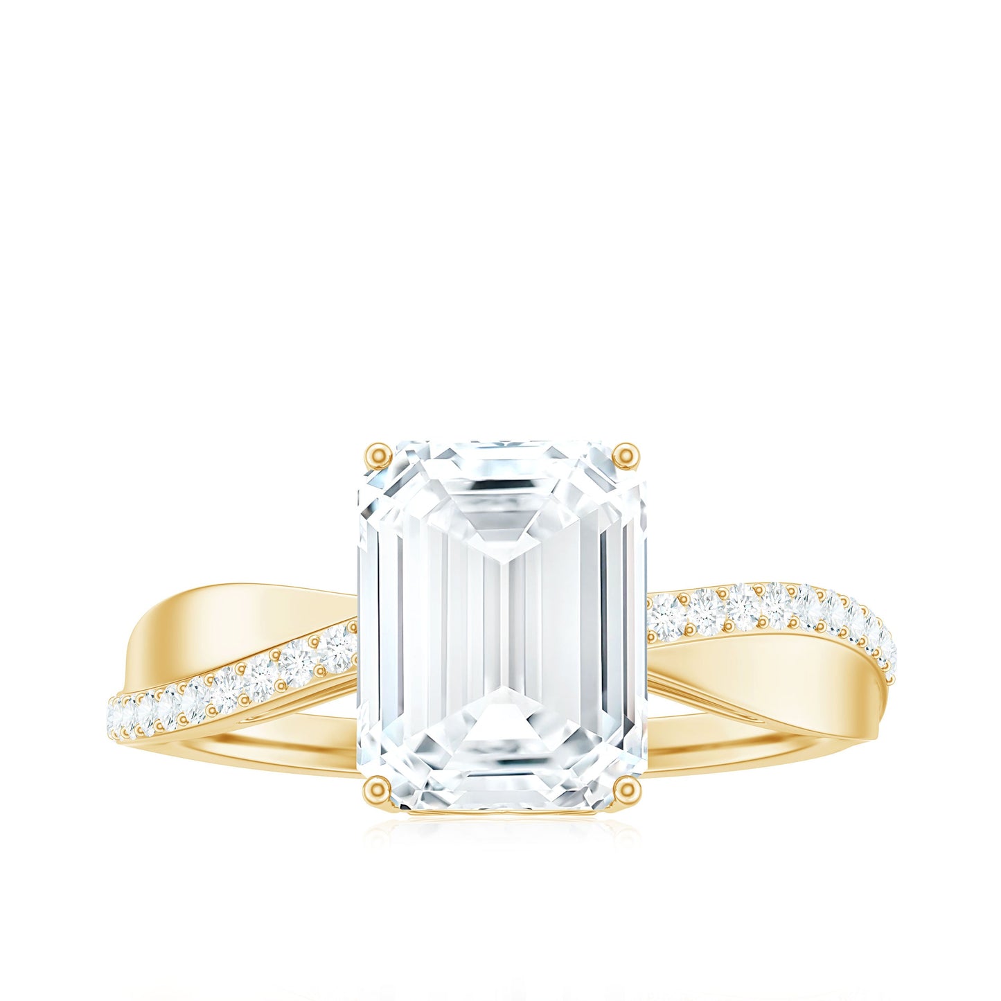 2.8 Carat Emerald Cut Moissanite Solitaire Classic Engagement Ring