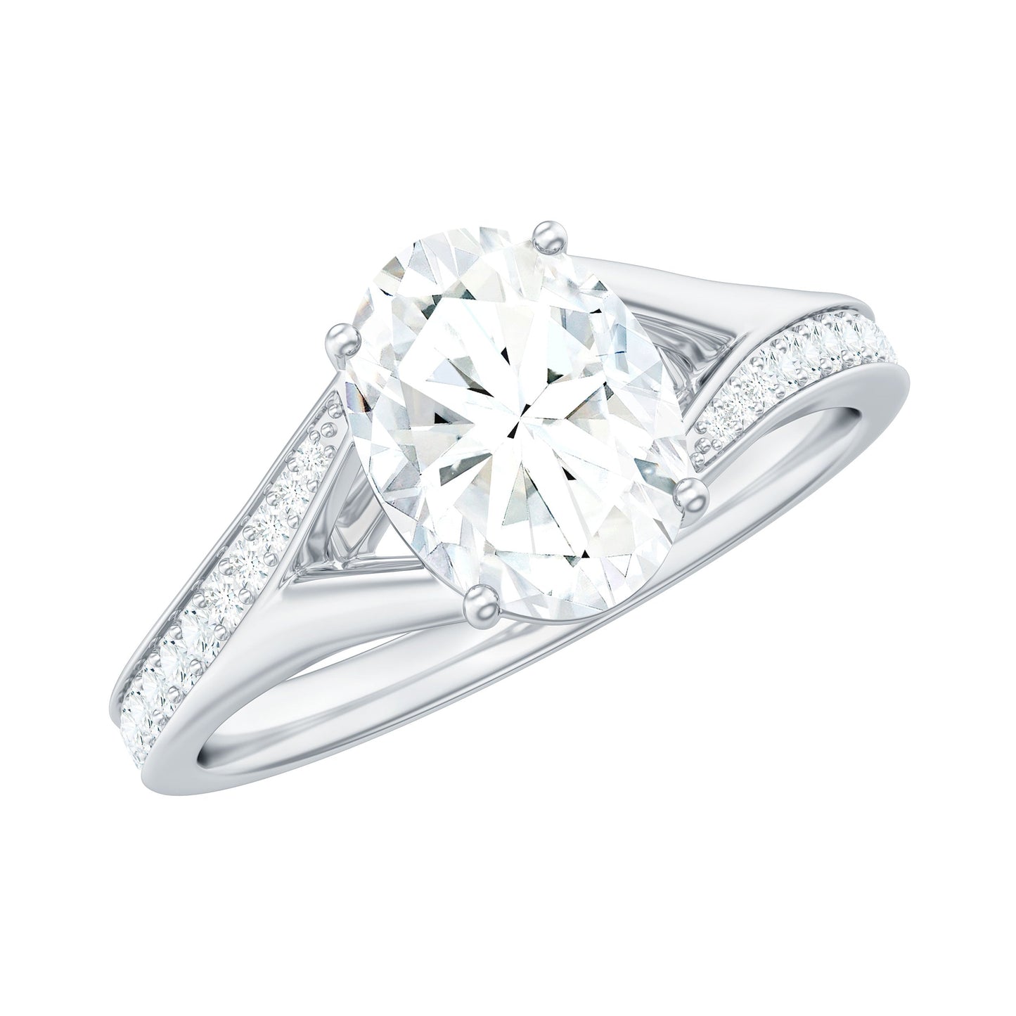 1.2 Carat Oval Cut Moissanite Solitaire Engagement Ring with Split Shank