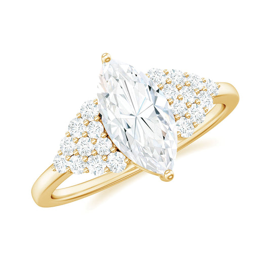 1 Carat Marquise Cut Moissanite Classic Engagement Ring