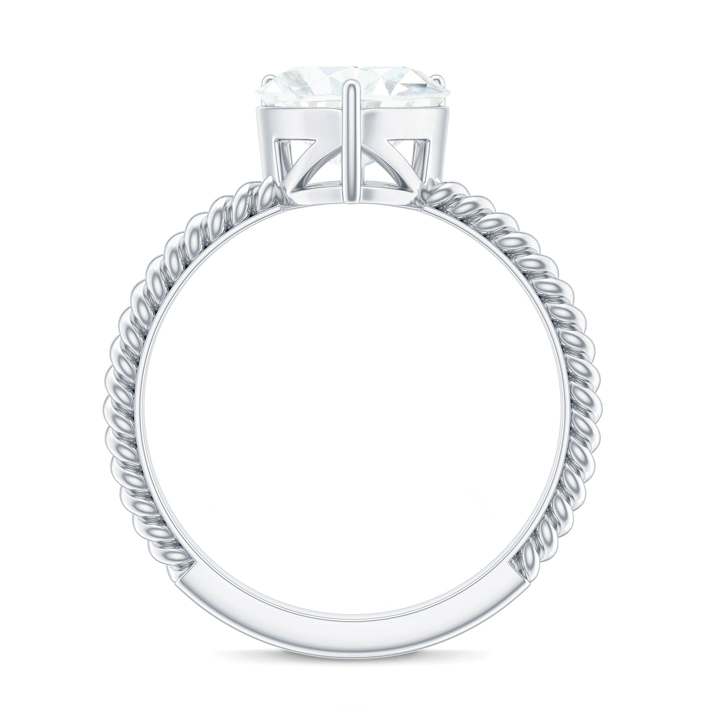 2 Carat Moissanite Engagement Ring with Twisted Rope Shank