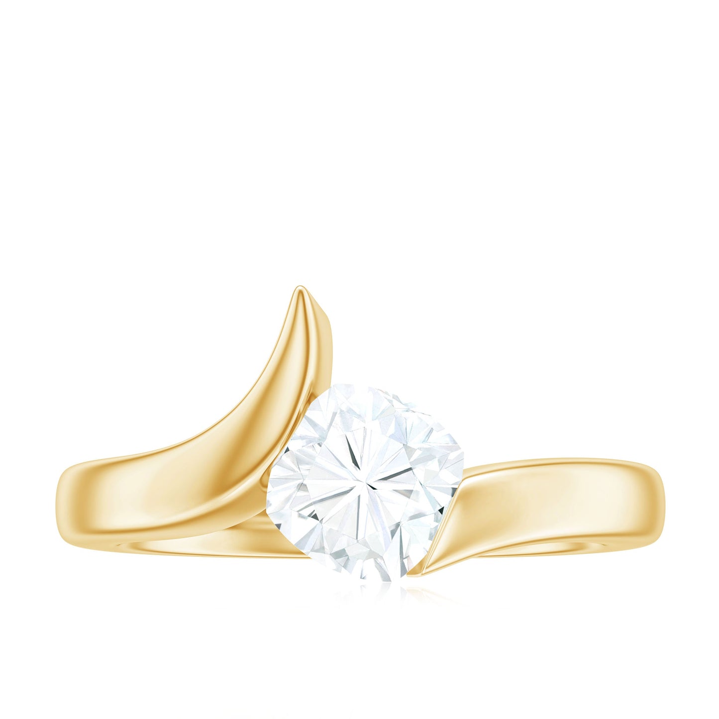 1.7 Carat Cushion Cut Moissanite Solitaire Engagement Ring with Bypass Shank