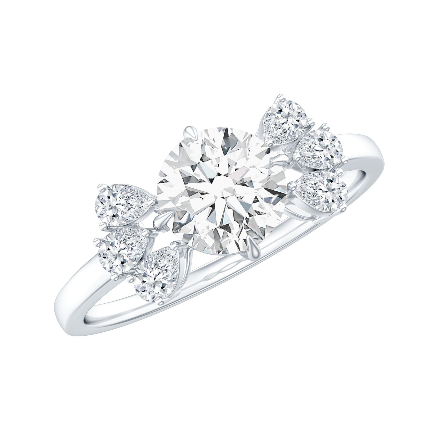 0.9 Carat Round Moissanite Minimal Solitaire Engagement Ring