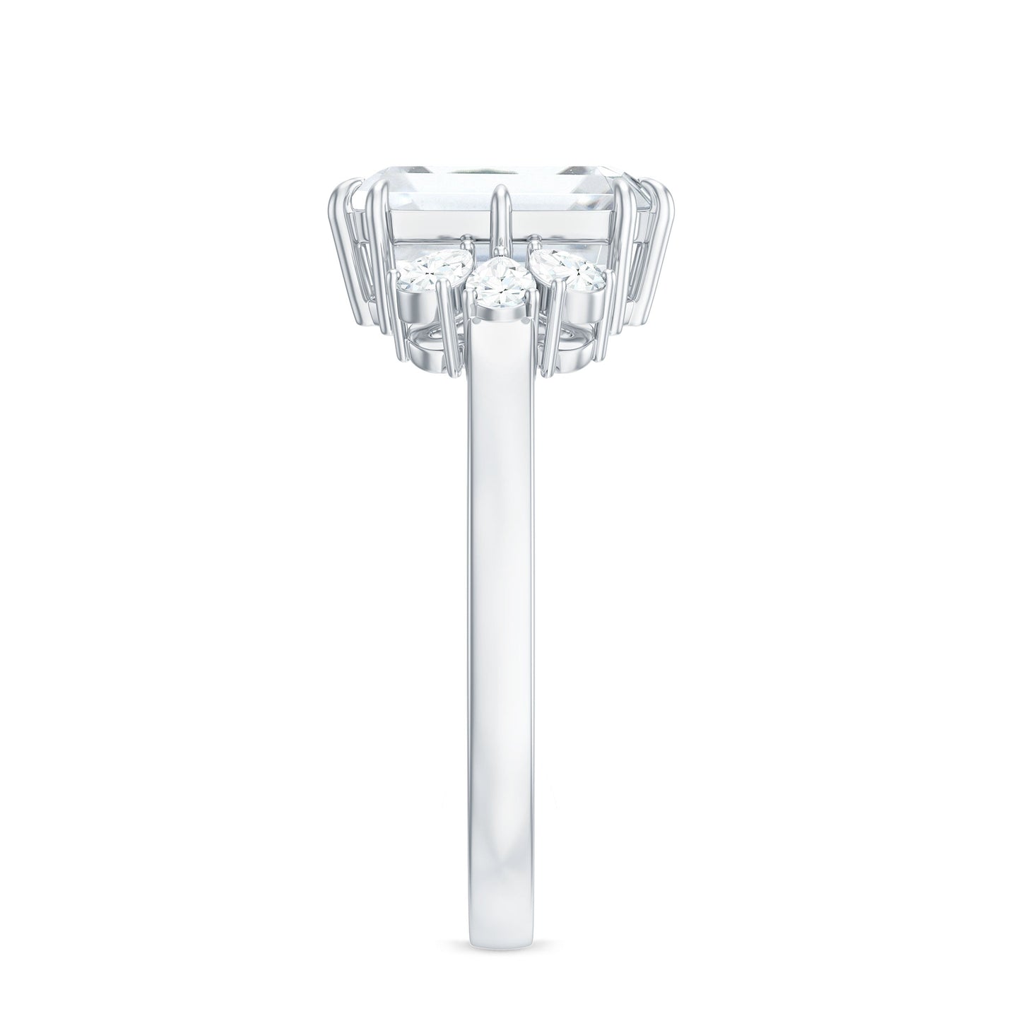 2.8 Carat Emerald Cut Moissanite Solitaire Engagement Ring For Women