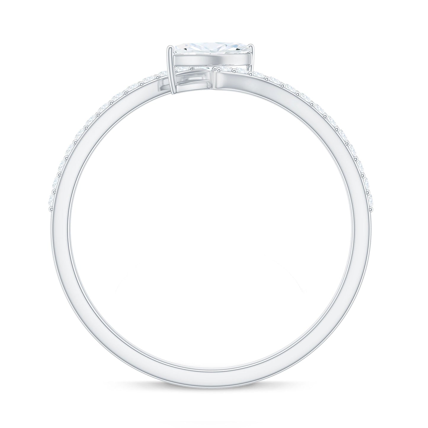 Marquise Cut Moissanite Tilted Solitaire Promise Ring