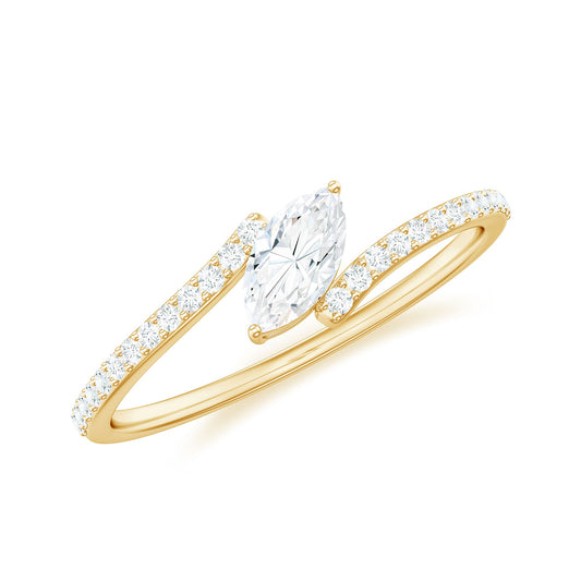 Marquise Cut Moissanite Tilted Solitaire Promise Ring