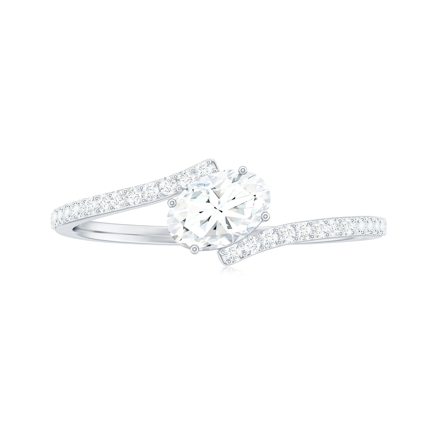 0.4 Carat Oval Cut Moissanite East West Promise Ring