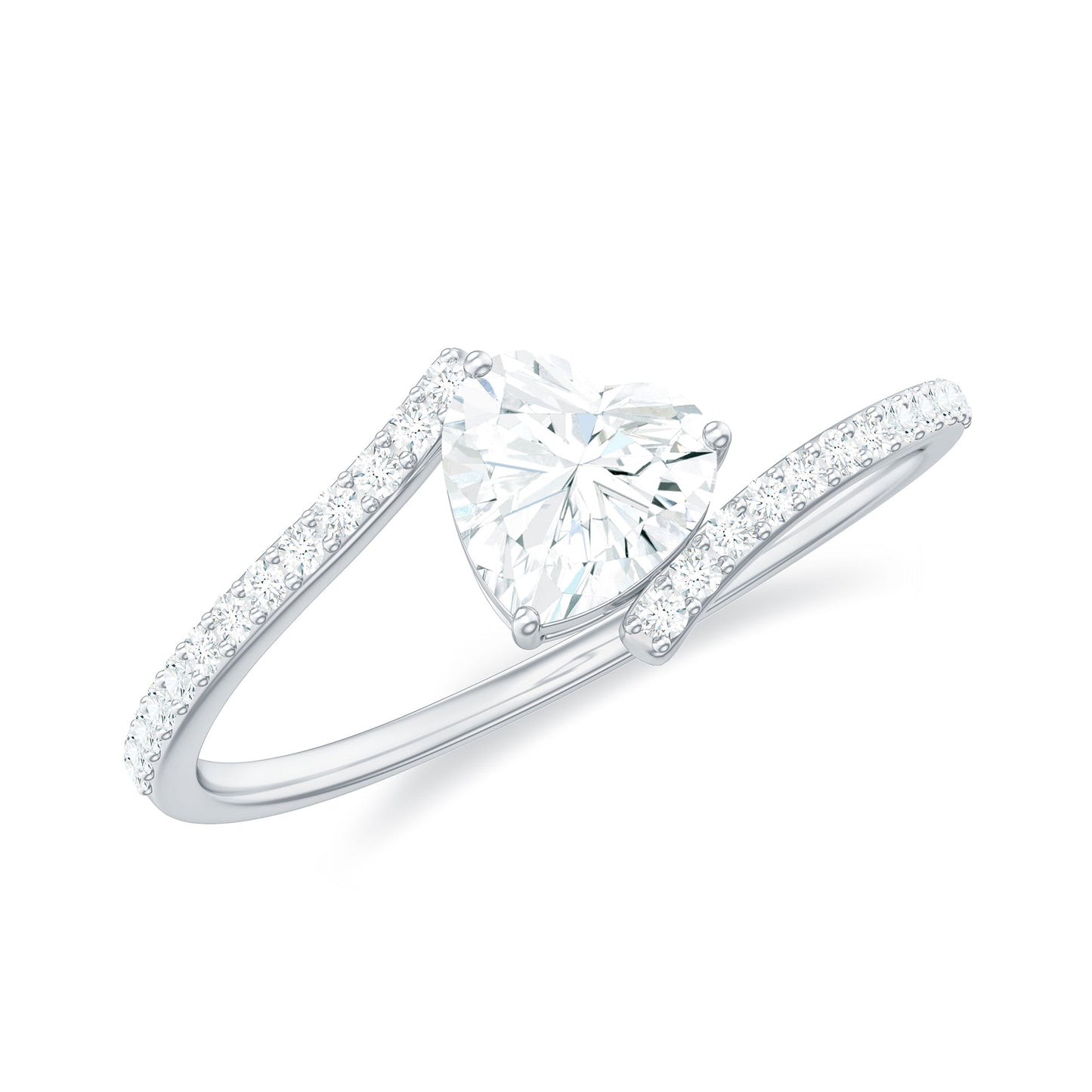 0.5 Carat Heart Shape Moissanite Promise Ring with Bypass Shank