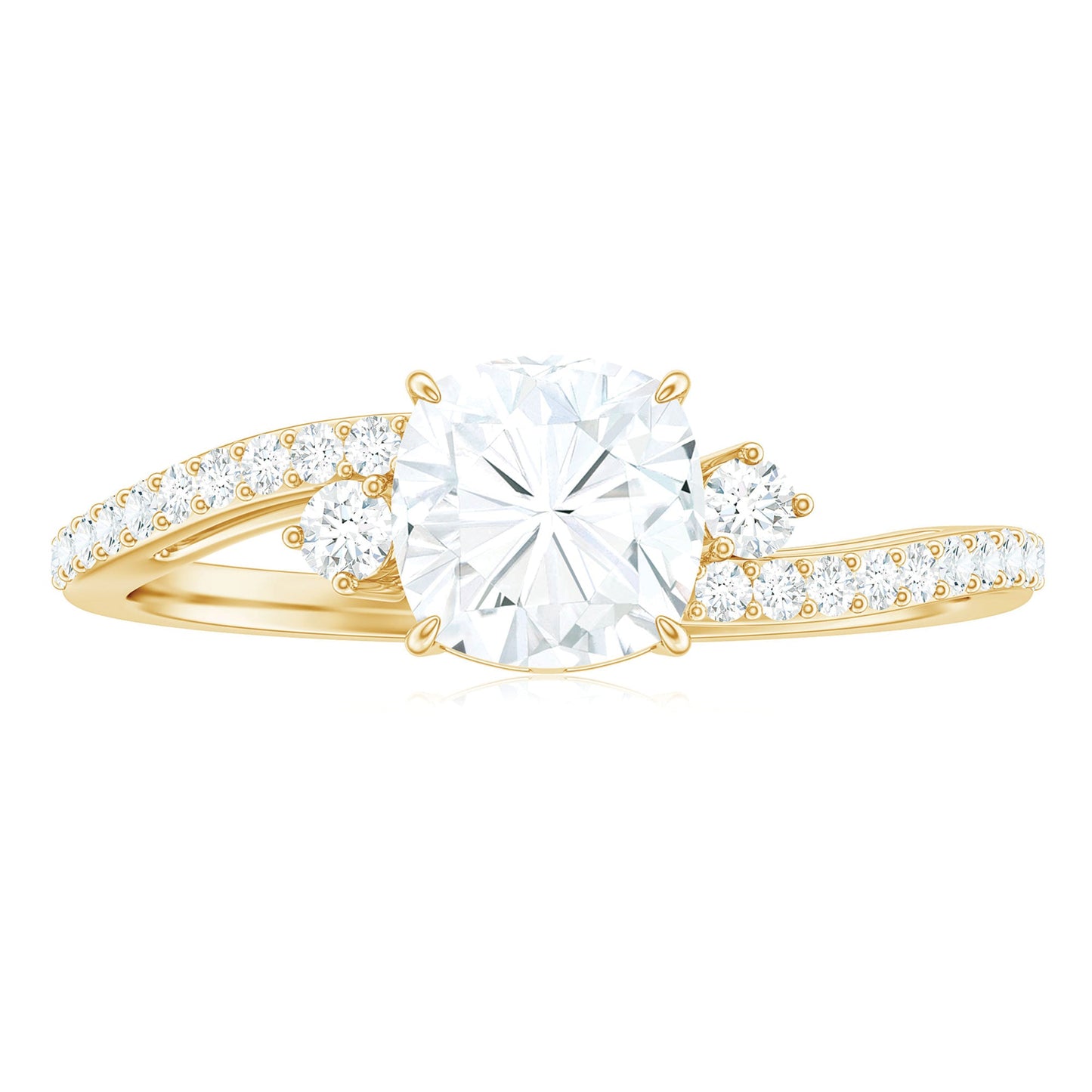 1.7 Carat Cushion Cut Moissanite Bypass Engagement Ring for Women