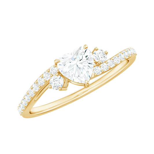Heart Shape Moissanite Bypass Engagement Ring for Her