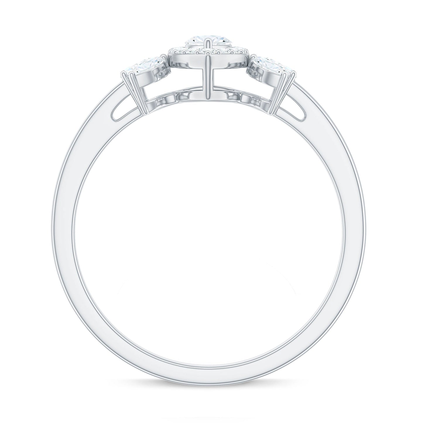 Certified Marquise Cut Moissanite Designer Halo Engagement Ring