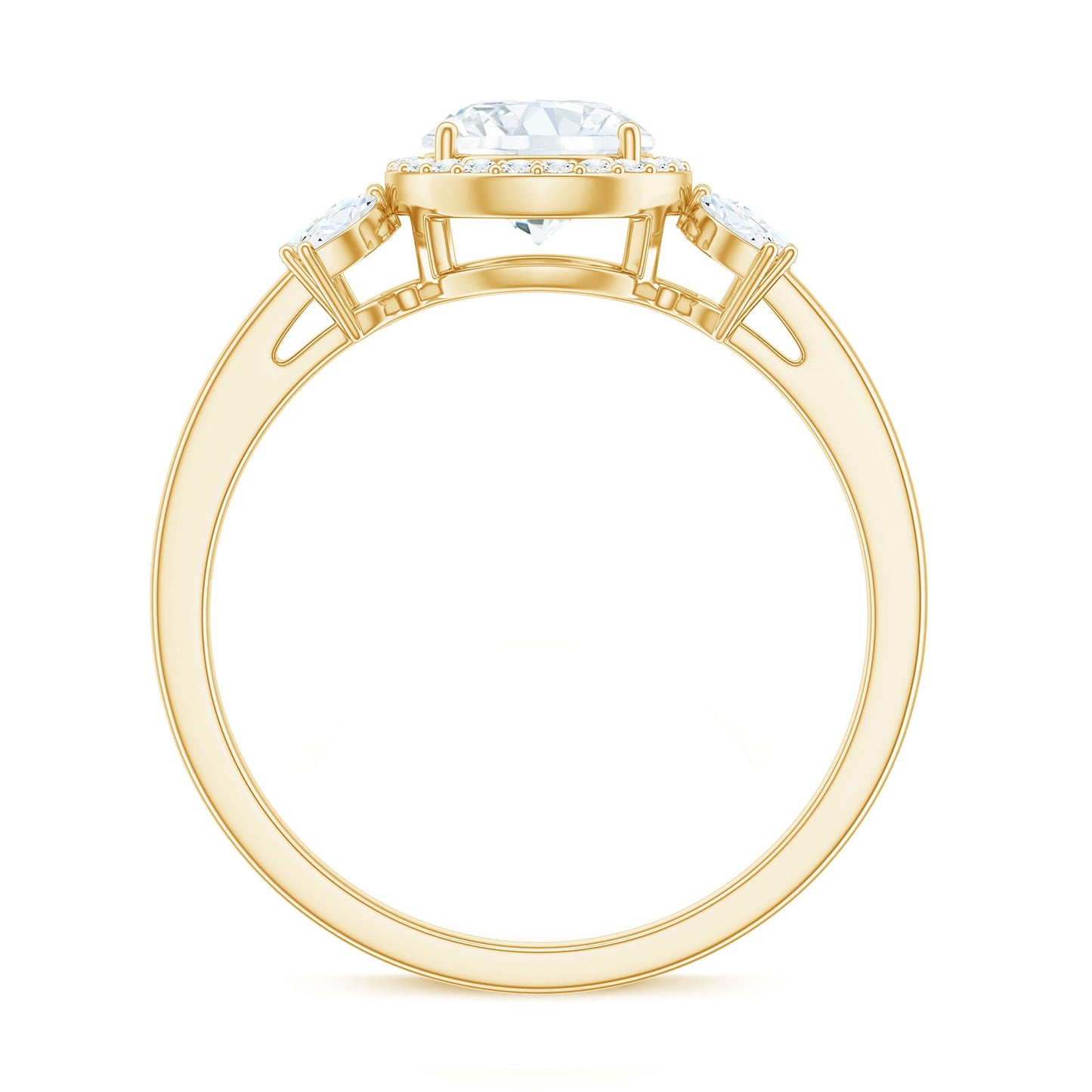 0.9 Carat Round Shape Moissanite Designer Halo Engagement Ring