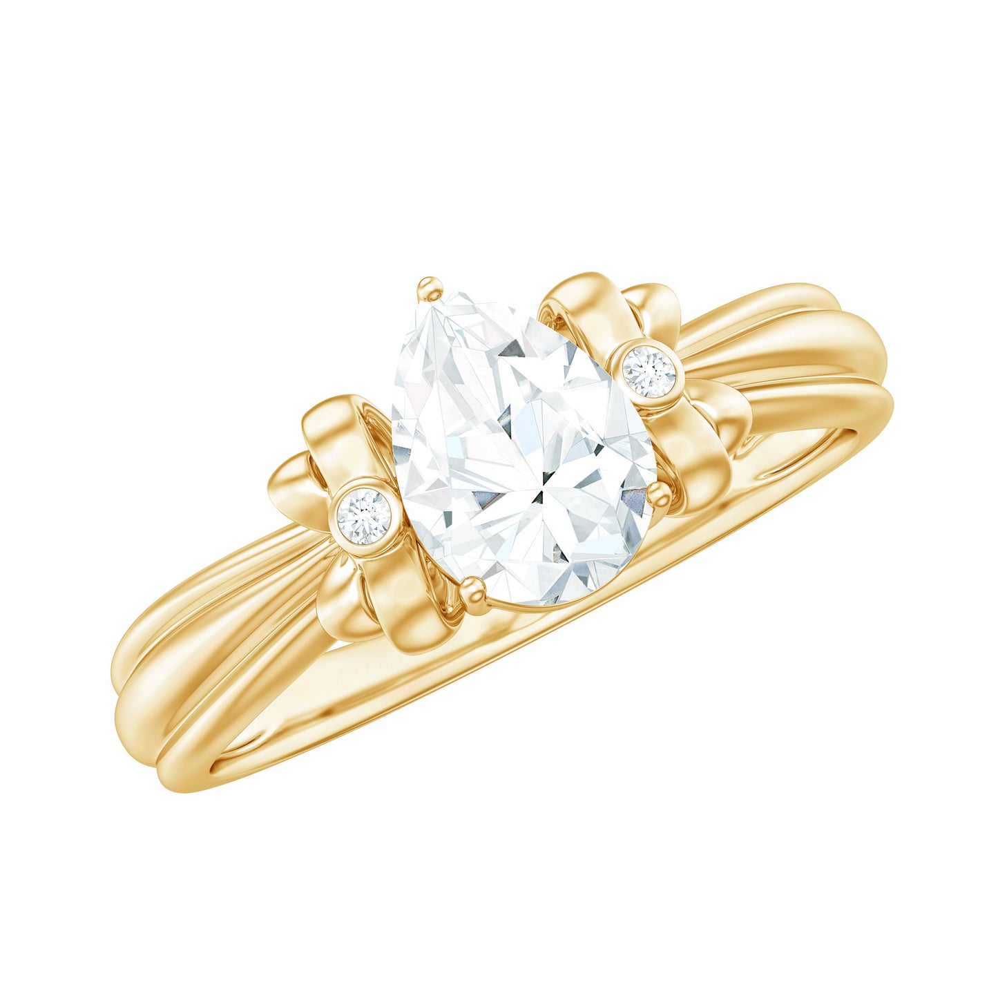 0.7 Carat Pear Shape Moissanite Bow Engagement Ring