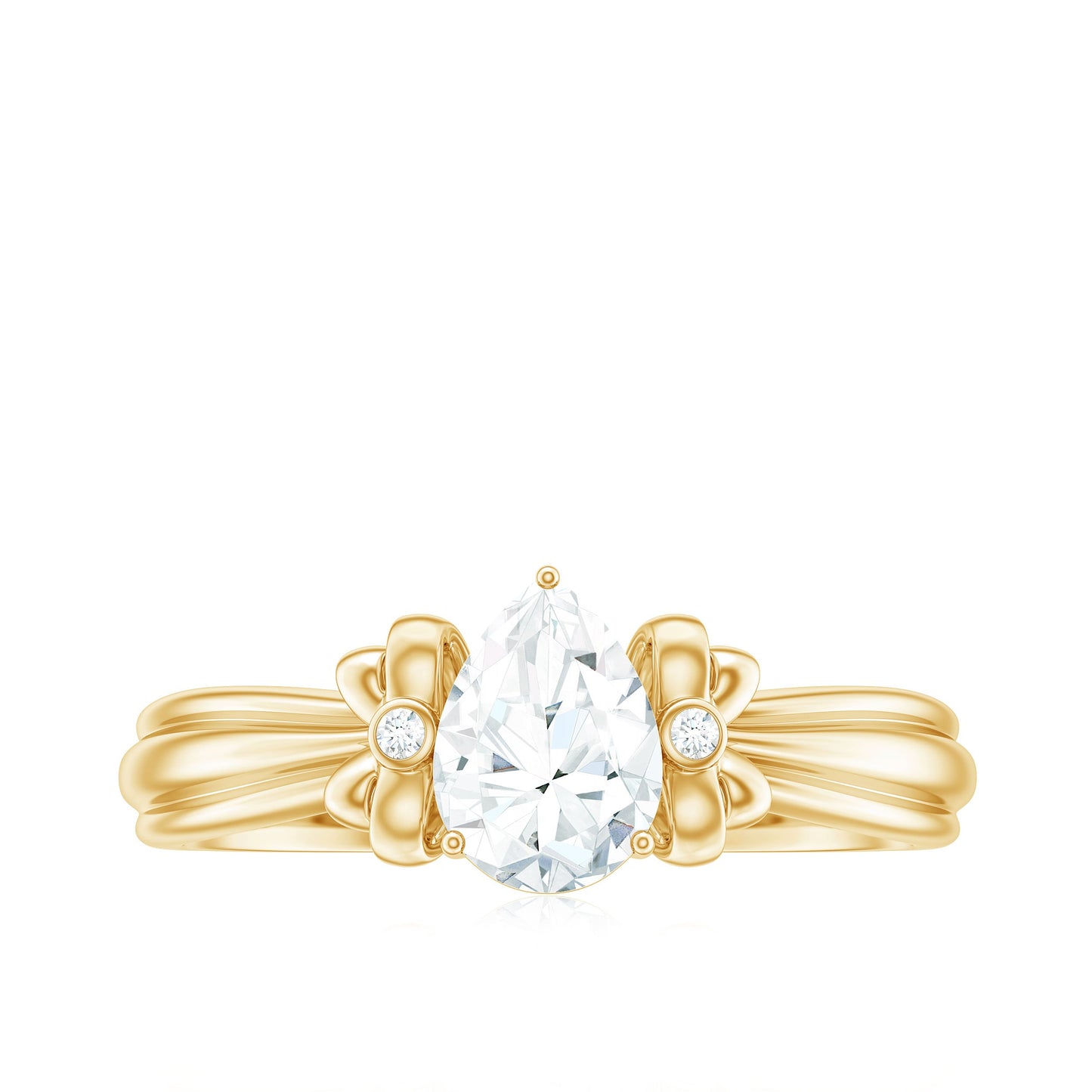 0.7 Carat Pear Shape Moissanite Bow Engagement Ring
