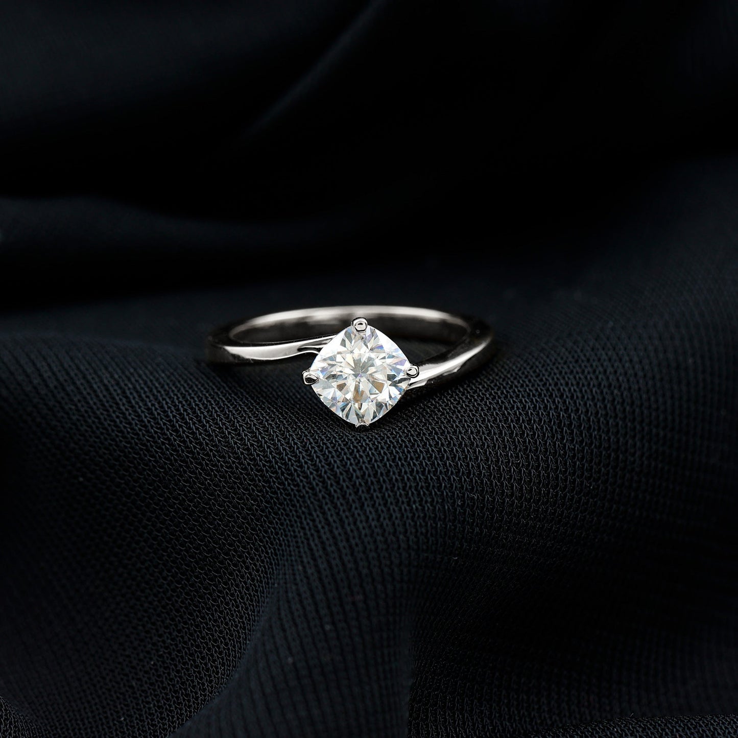 1.7 Carat Cushion Cut Moissanite Bypass Engagement Ring