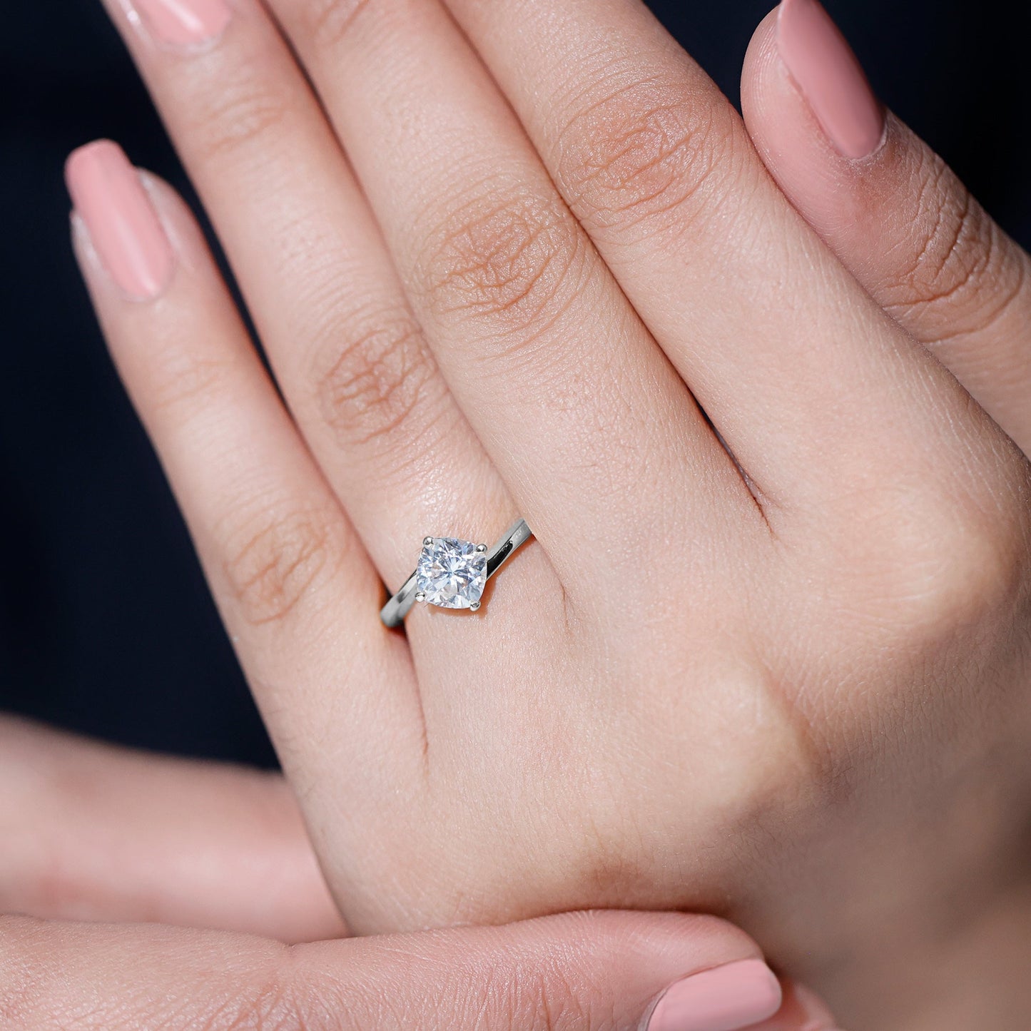 1.7 Carat Cushion Cut Moissanite Bypass Engagement Ring