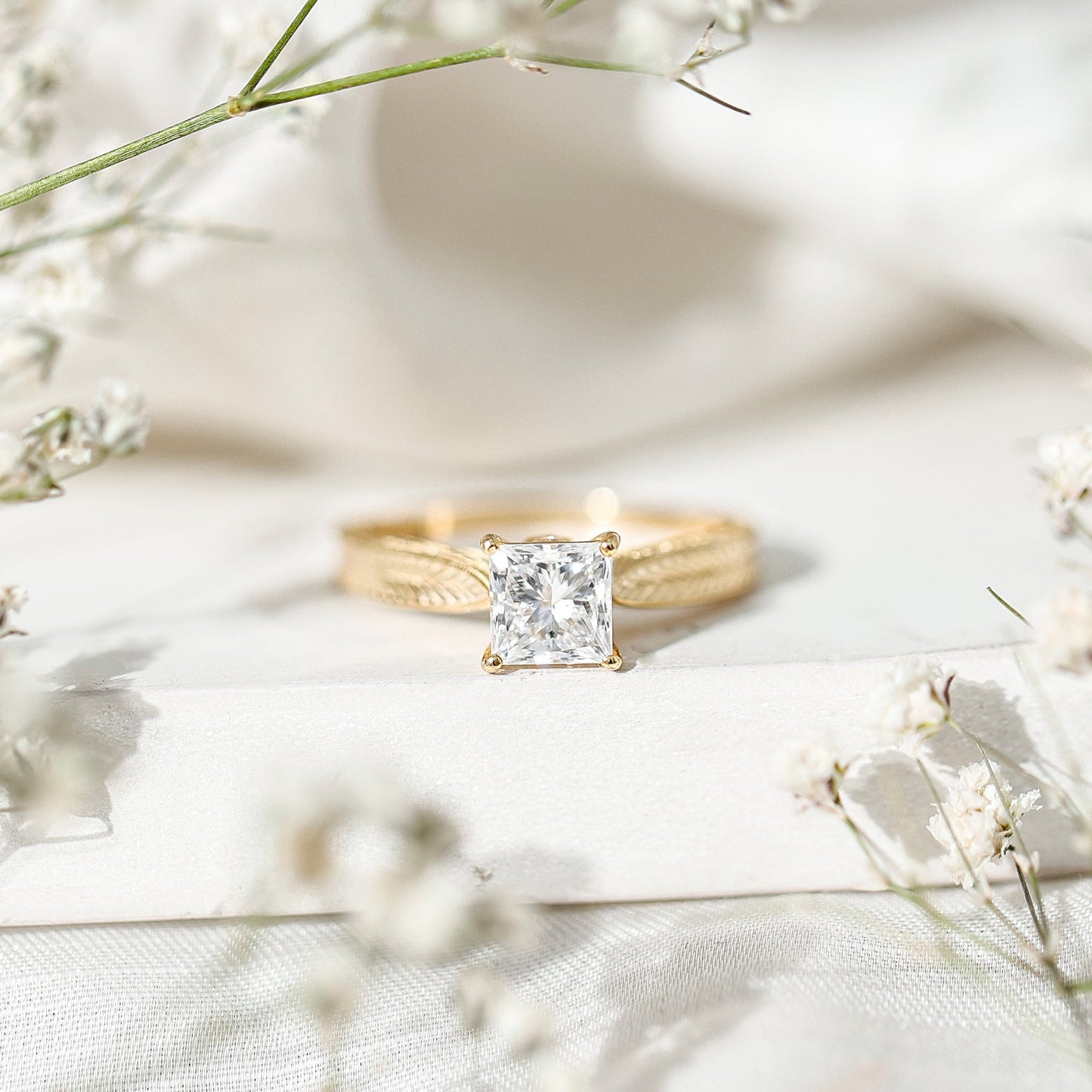 Princess Cut 1.2 Carat Moissanite Solitaire Engagement Ring
