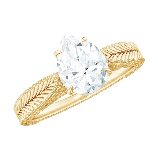 Claw Set Pear Shape Moissanite Engagement Ring