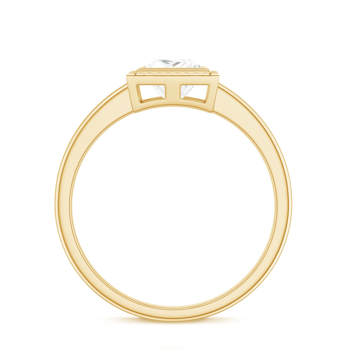 0.7 Carat Princess Cut Moissanite Solitaire Ring in Bezel Setting