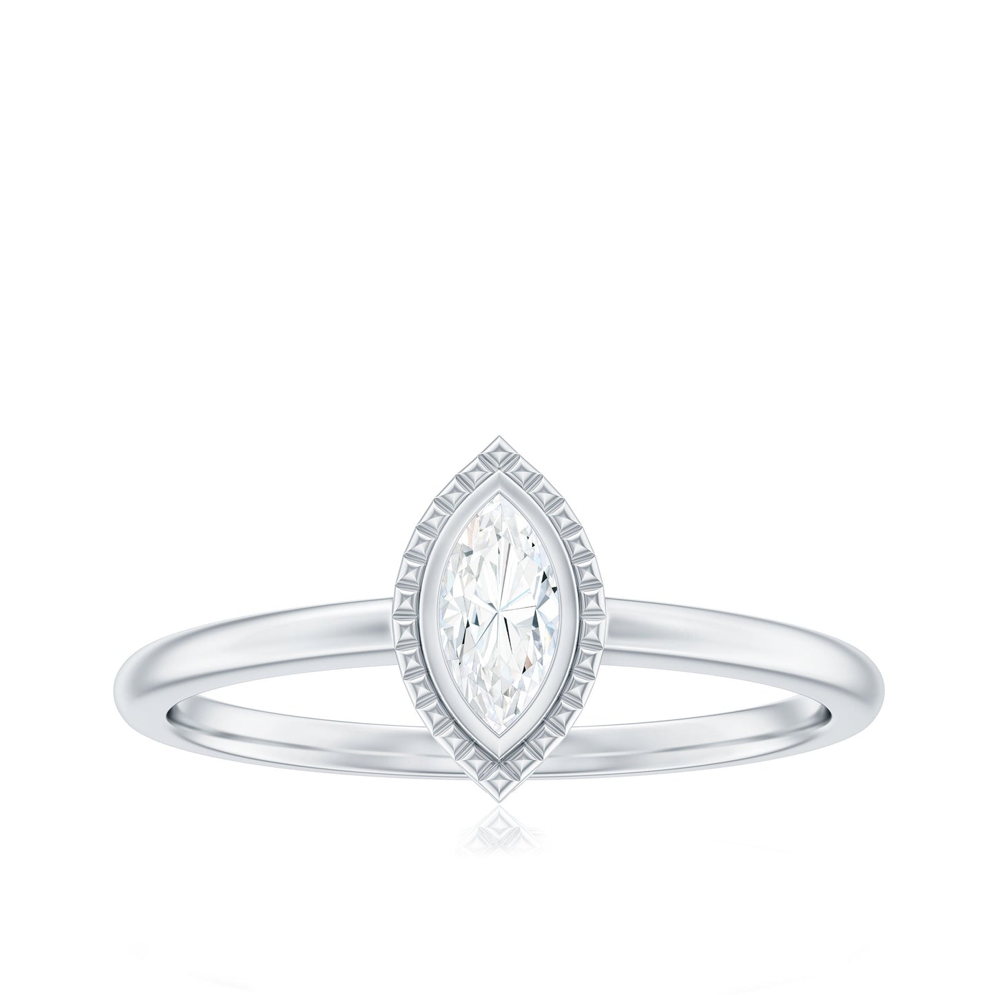 Marquise Cut Moissanite Solitaire Ring in Bezel Setting