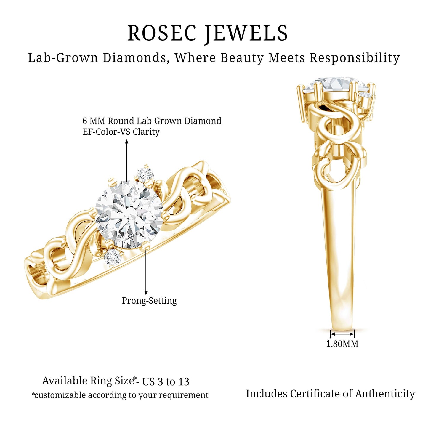 Lab Grown Diamond Art Deco Engagement Ring