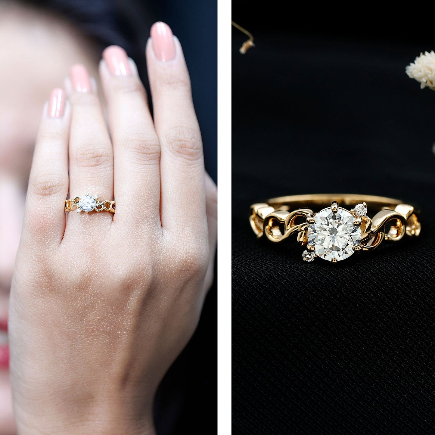 Lab Grown Diamond Art Deco Engagement Ring