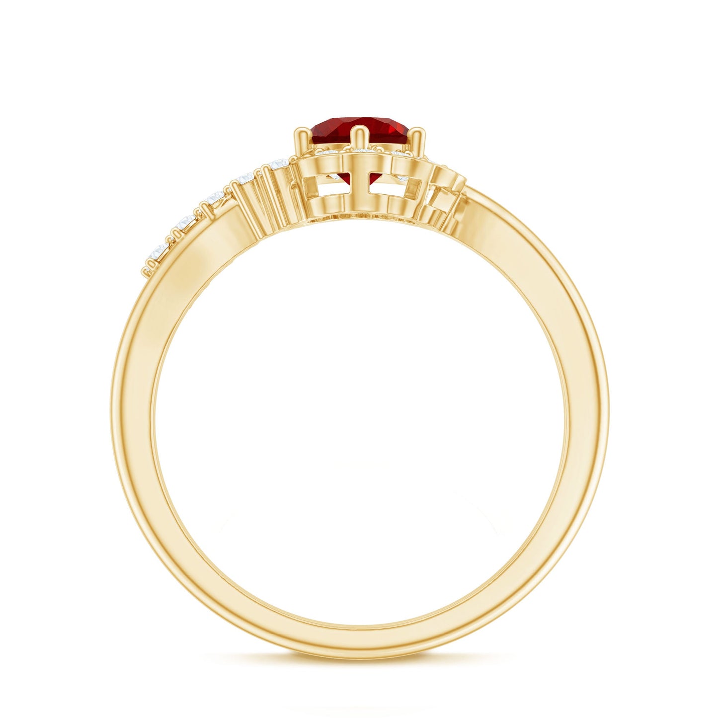 Certified Lab Created Ruby and Diamond Flower Engagement Ring
