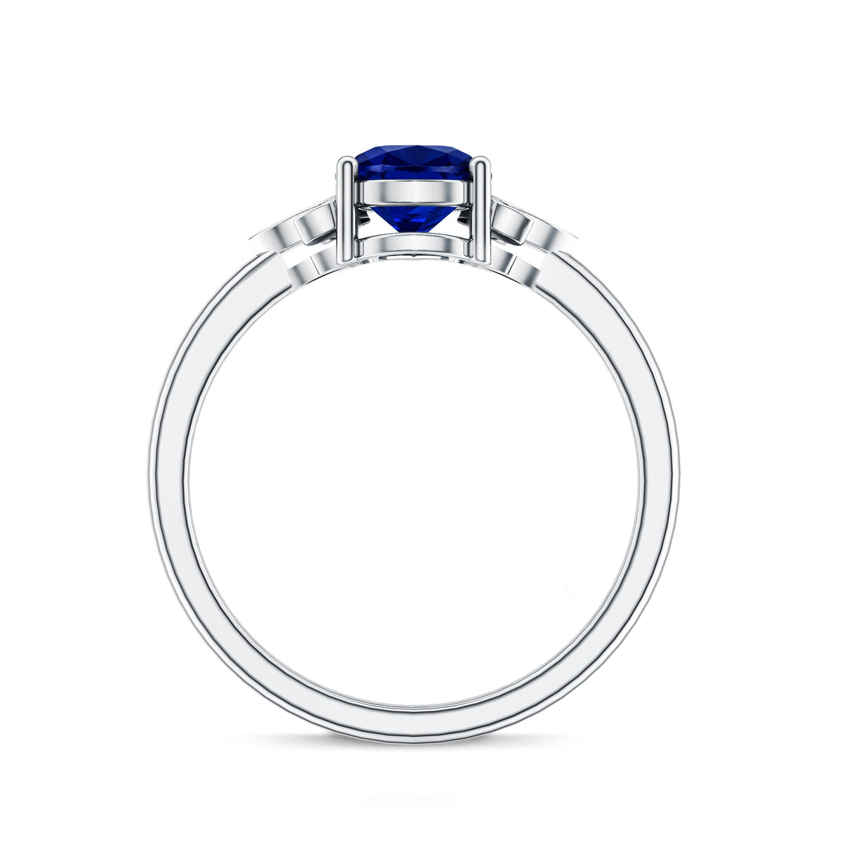 Certified Lab Grown Blue Sapphire Teardrop Engagement Ring with Diamonds
