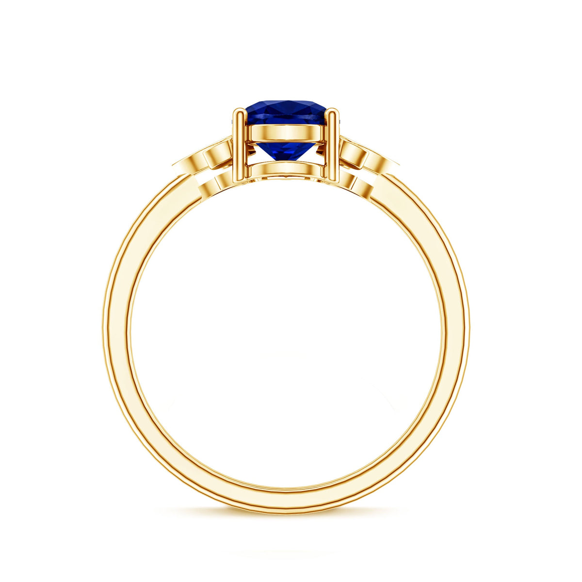 Certified Lab Grown Blue Sapphire Teardrop Engagement Ring with Diamonds
