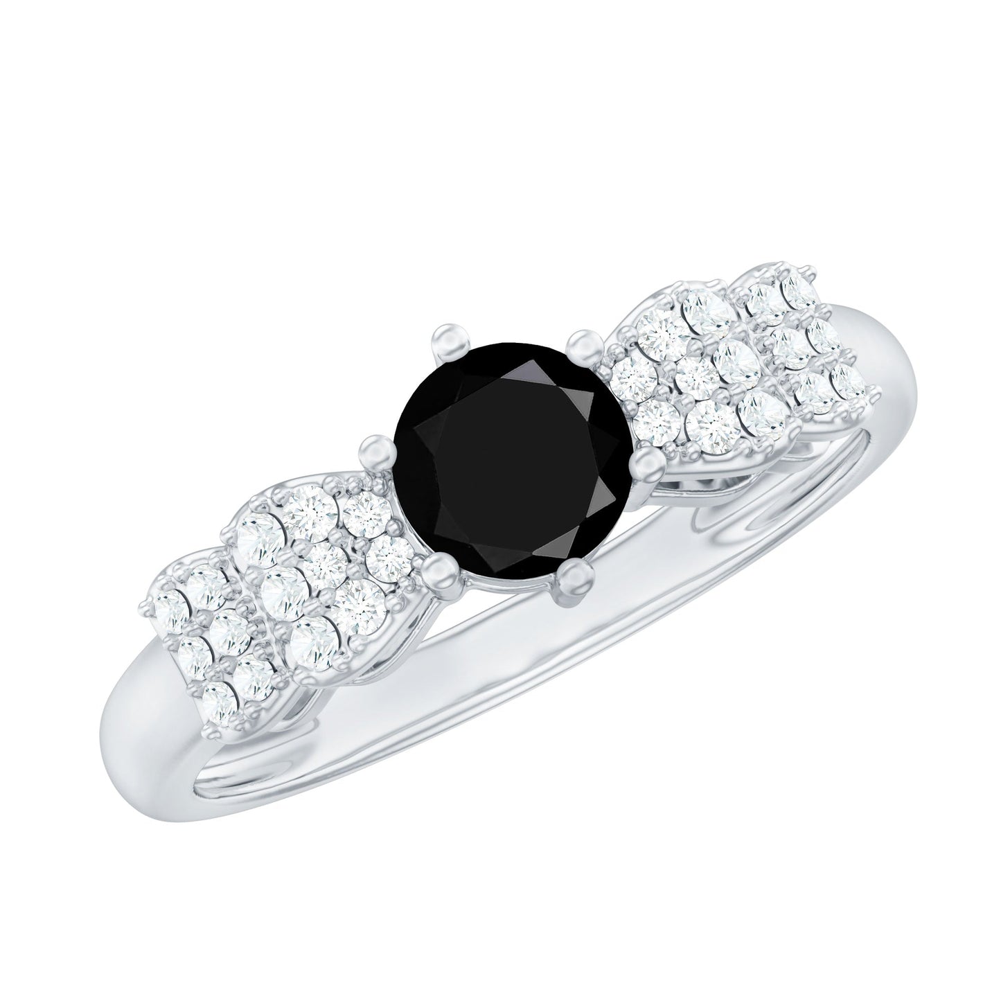 Certified 0.84 Carat Lab Grown Black Diamond Solitaire Engagement Ring with White Diamond