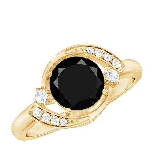 2 Carat Lab Grown Black and White Diamond Engagement Ring for Women