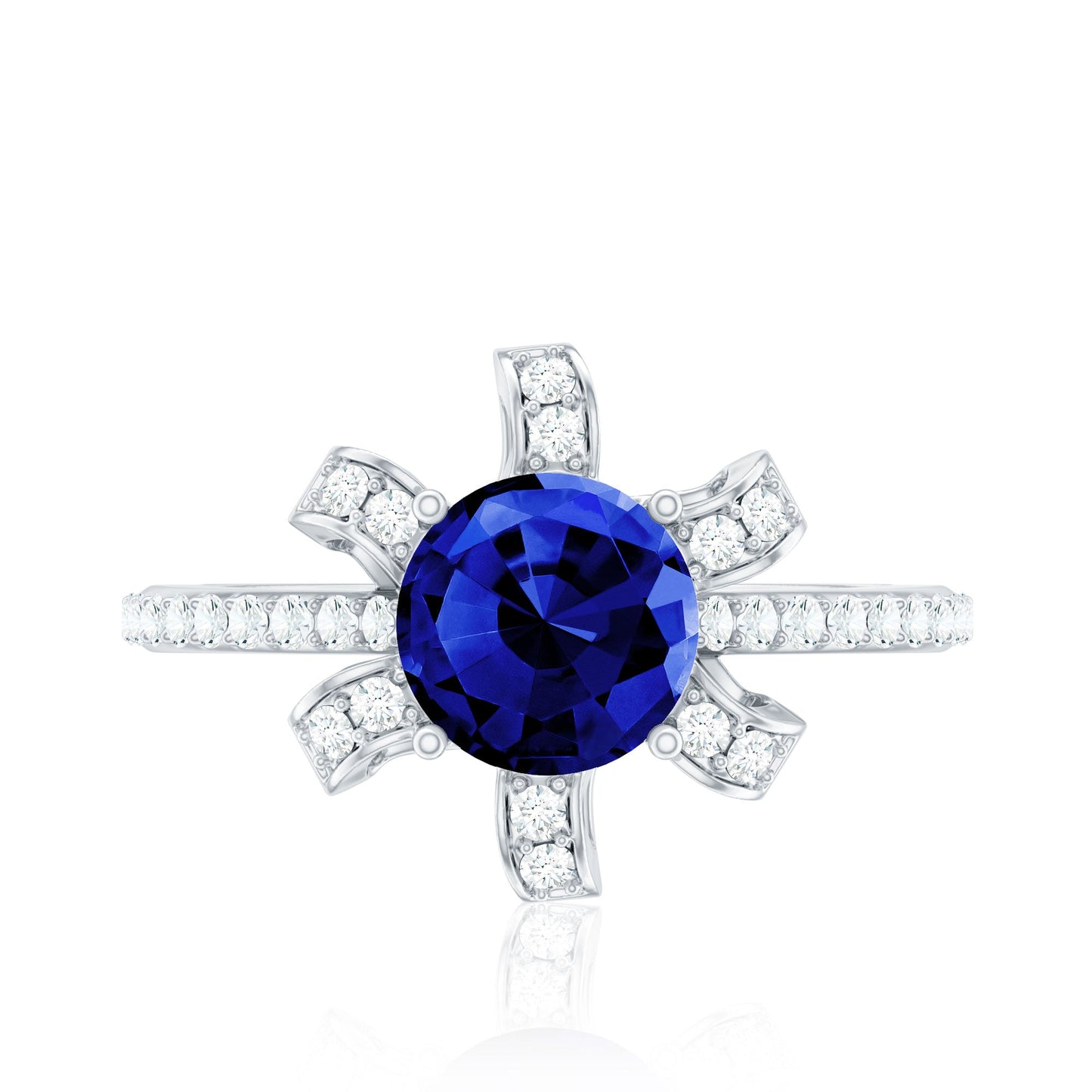 Nature Inspired 2.7 Carat Lab Grown Blue Sapphire Diamond Engagement  Ring