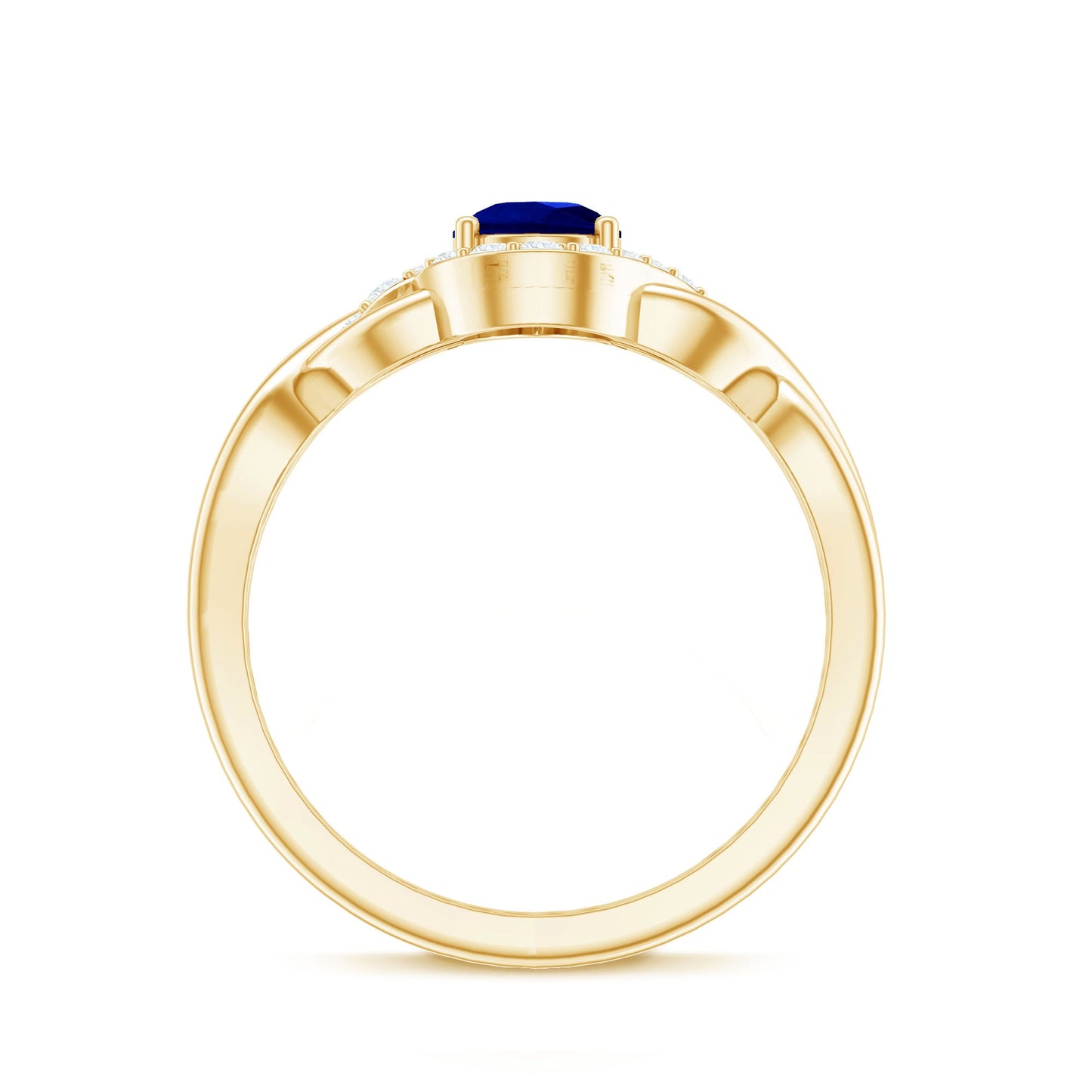 Certified 1.6 Carat Lab Grown Blue Sapphire Diamond Teardrop Engagement Ring with Crossover Shank