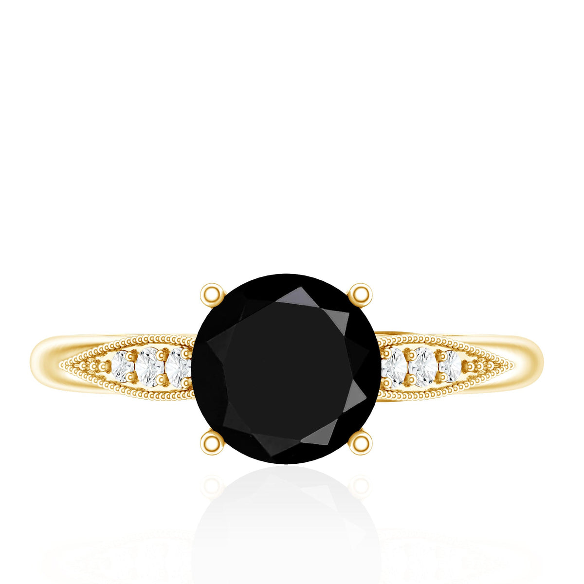 Certified 2 Carat Lab Grown Black Diamond Solitaire Engagement Ring with White Diamond