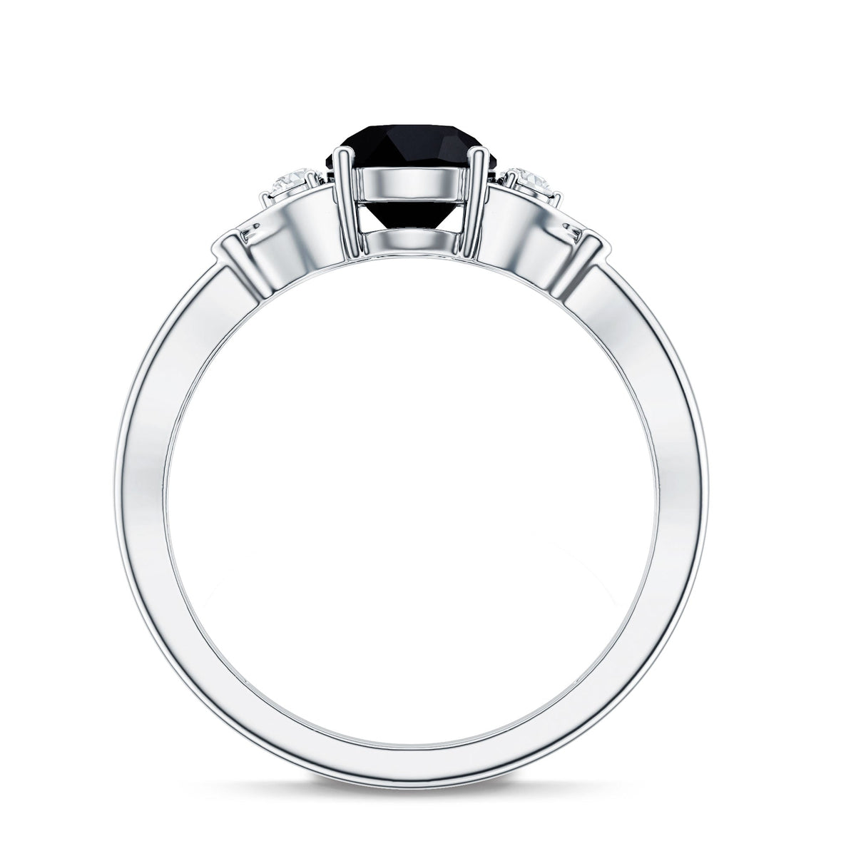 Certified 1.3 Carat Lab Grown Black Diamond Engagement Ring with White Diamond