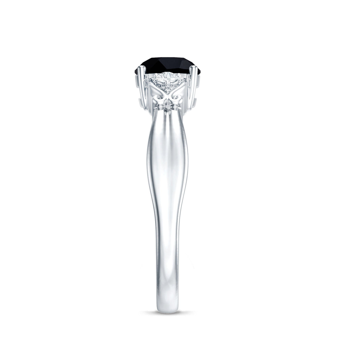 Certified 1.3 Carat Lab Grown Black Diamond Engagement Ring with White Diamond