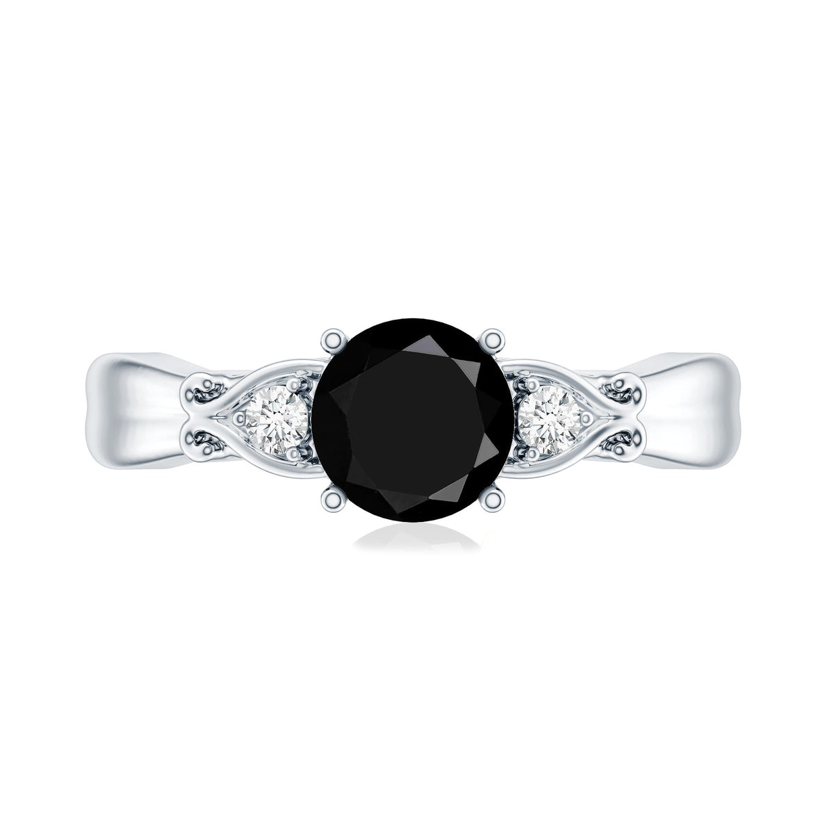Certified 1.3 Carat Lab Grown Black Diamond Engagement Ring with White Diamond