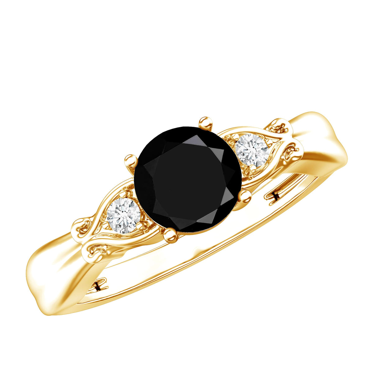Certified 1.3 Carat Lab Grown Black Diamond Engagement Ring with White Diamond