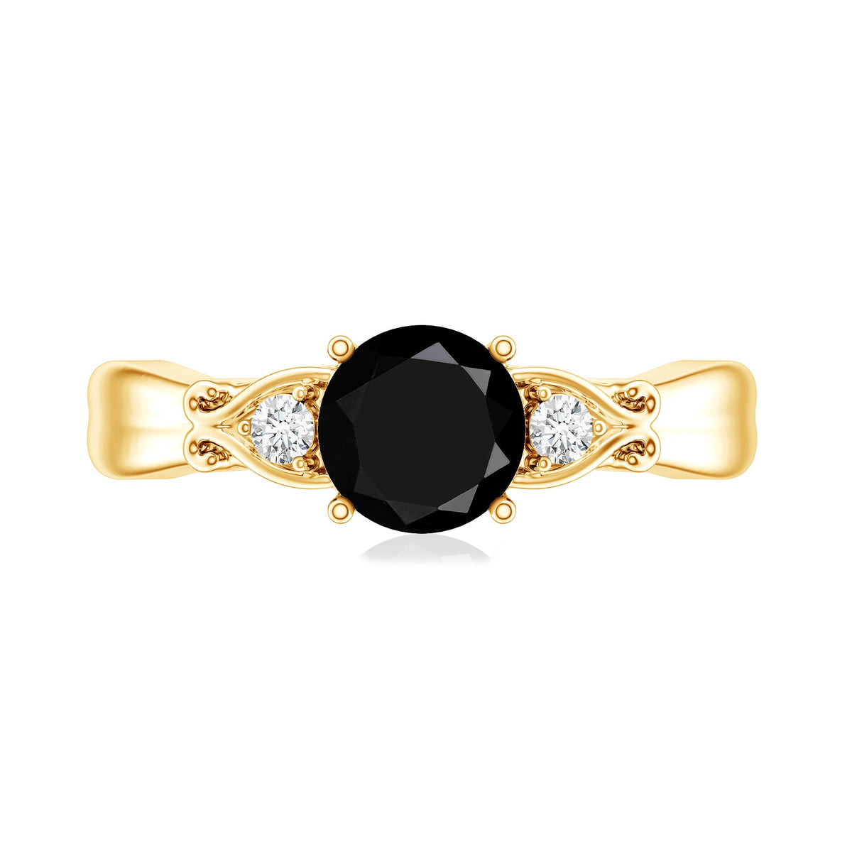 Certified 1.3 Carat Lab Grown Black Diamond Engagement Ring with White Diamond