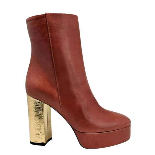 Camel/Gold Cracked Leather Platform Boot