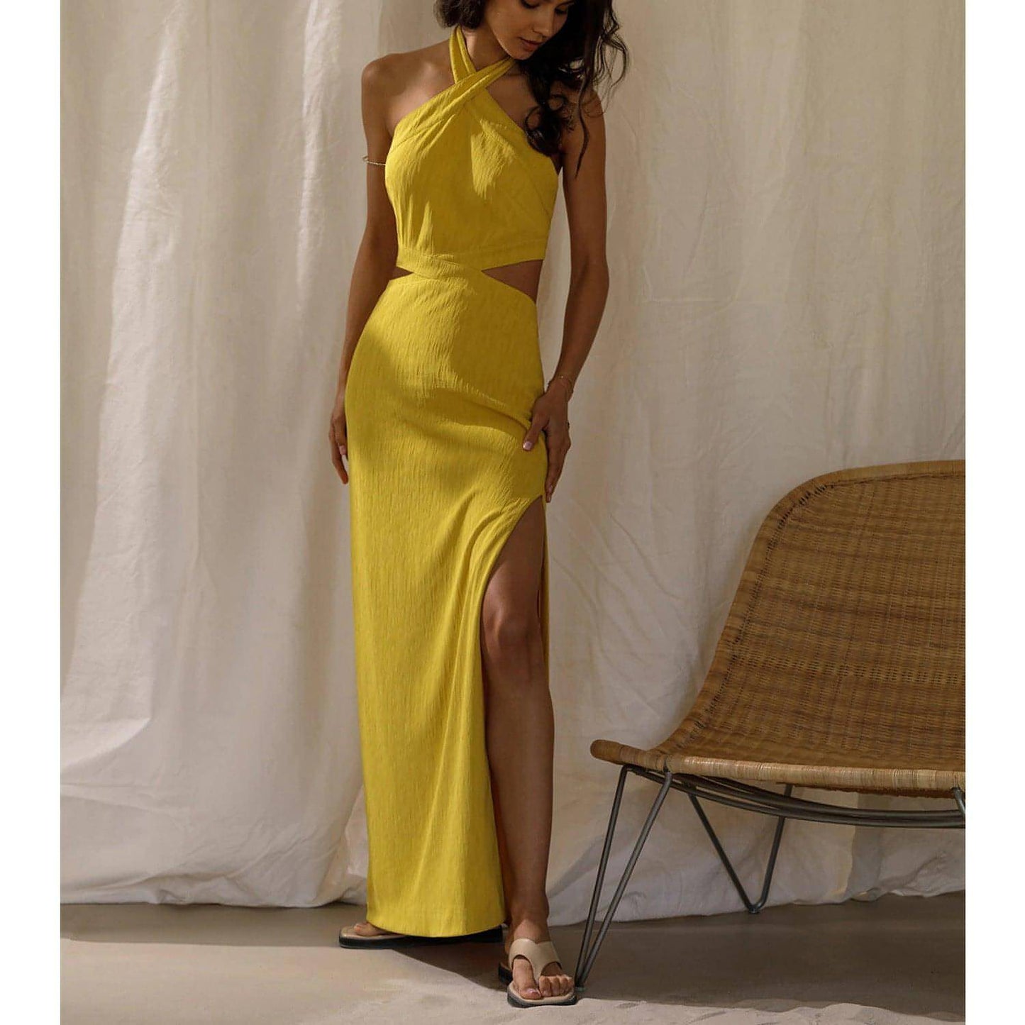 Women's Holiday Style Polyester Neck Dress - Great Hall Collections House