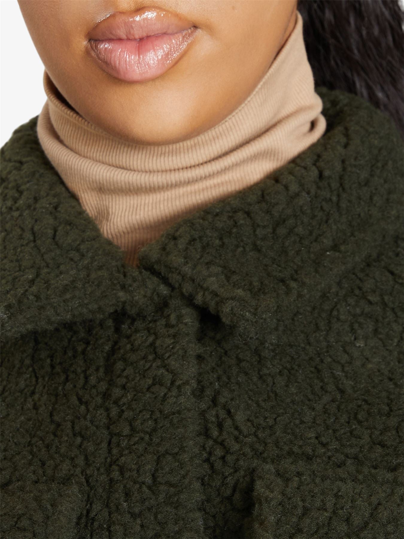 Oversized Stud Button Borg Teddy Shacket            made in UK