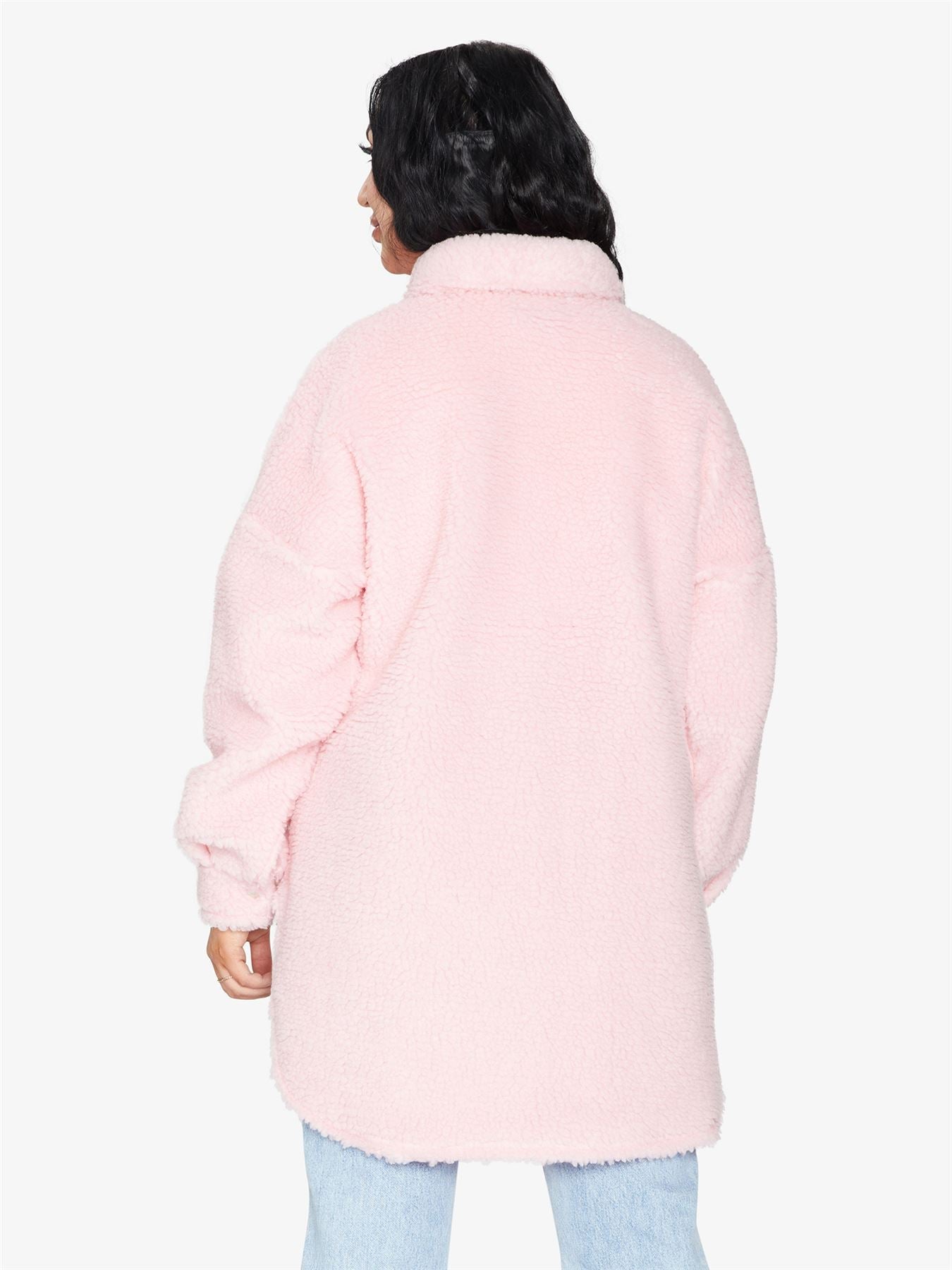 Oversized Stud Button Borg Teddy Shacket            made in UK - Great Hall Collections House