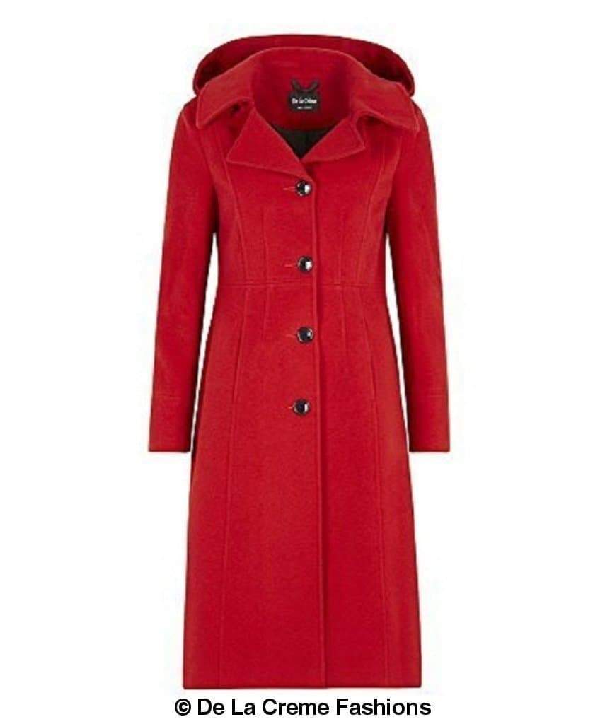 Wool Blend Hooded Mid Length Coat (1704) - Great Hall Collections House