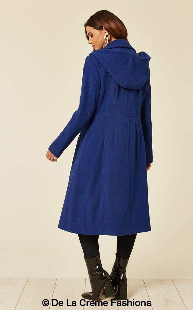 Wool Blend Hooded Mid Length Coat (1704) - Great Hall Collections House