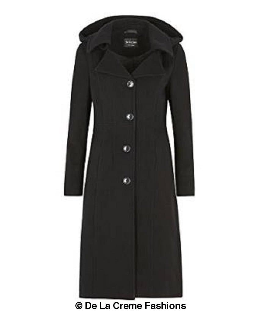 Wool Blend Hooded Mid Length Coat (1704) - Great Hall Collections House