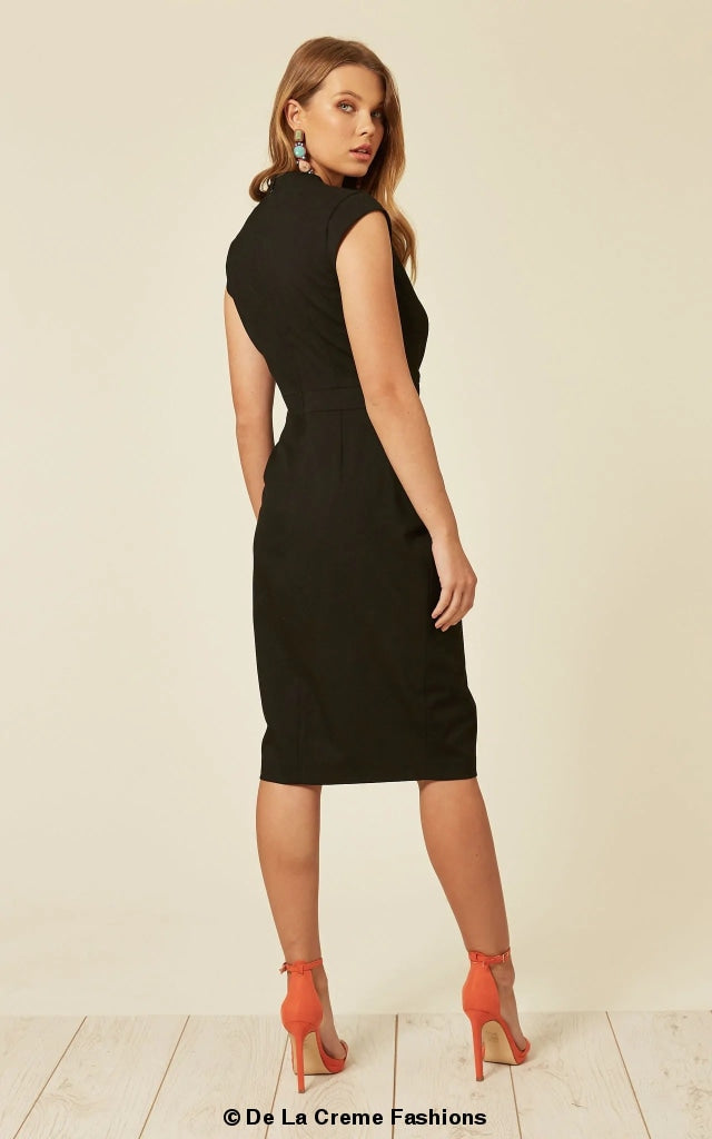 Black V Neck Wrap Dress - Great Hall Collections House