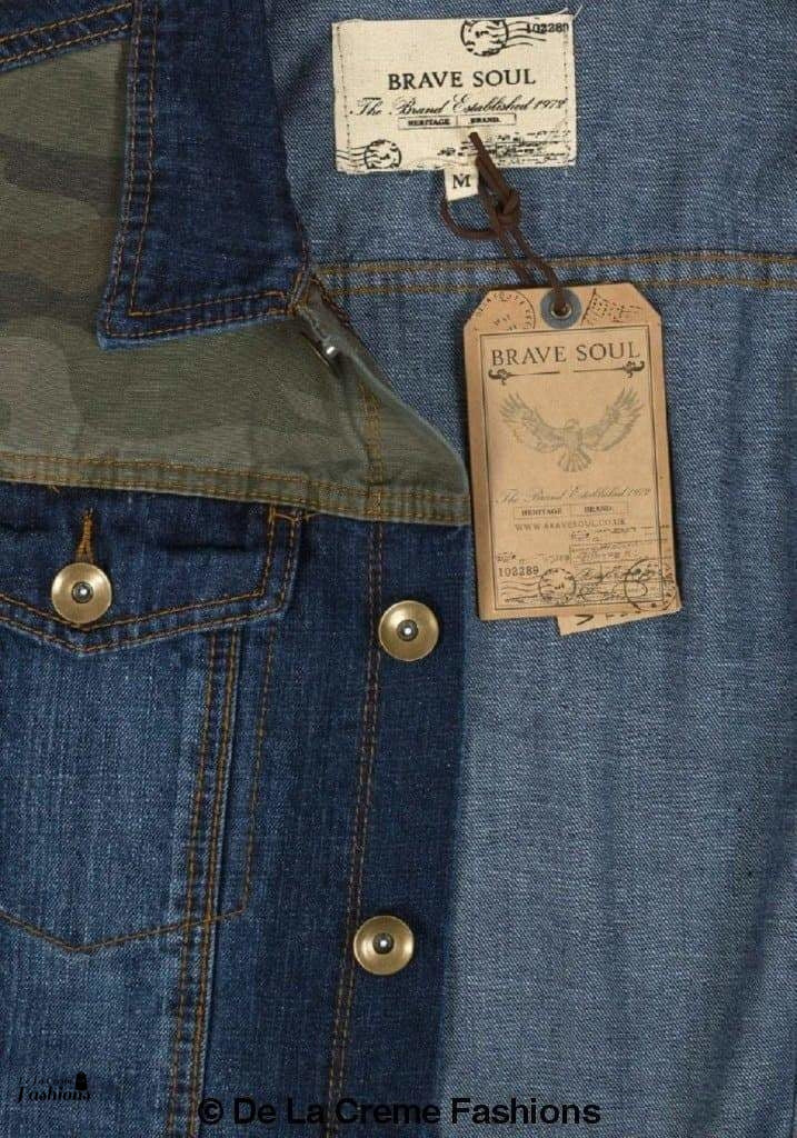 Brave Soul - Men's Camo Print Denim Jacket made in UK - Great Hall Collections House