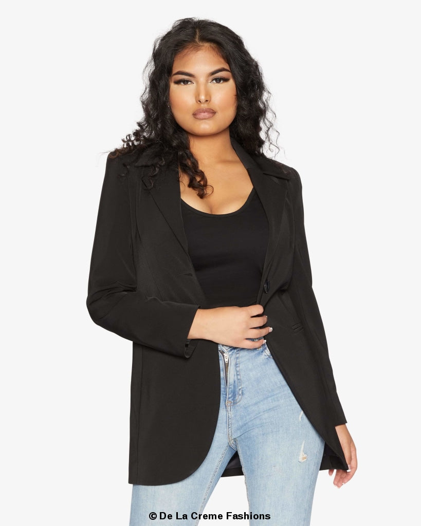 Curved Hem Longline Blazer     From the UK - Great Hall Collections House