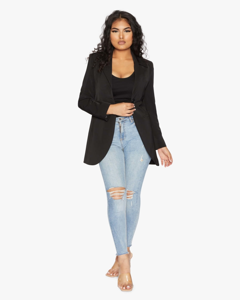 Curved Hem Longline Blazer     From the UK - Great Hall Collections House