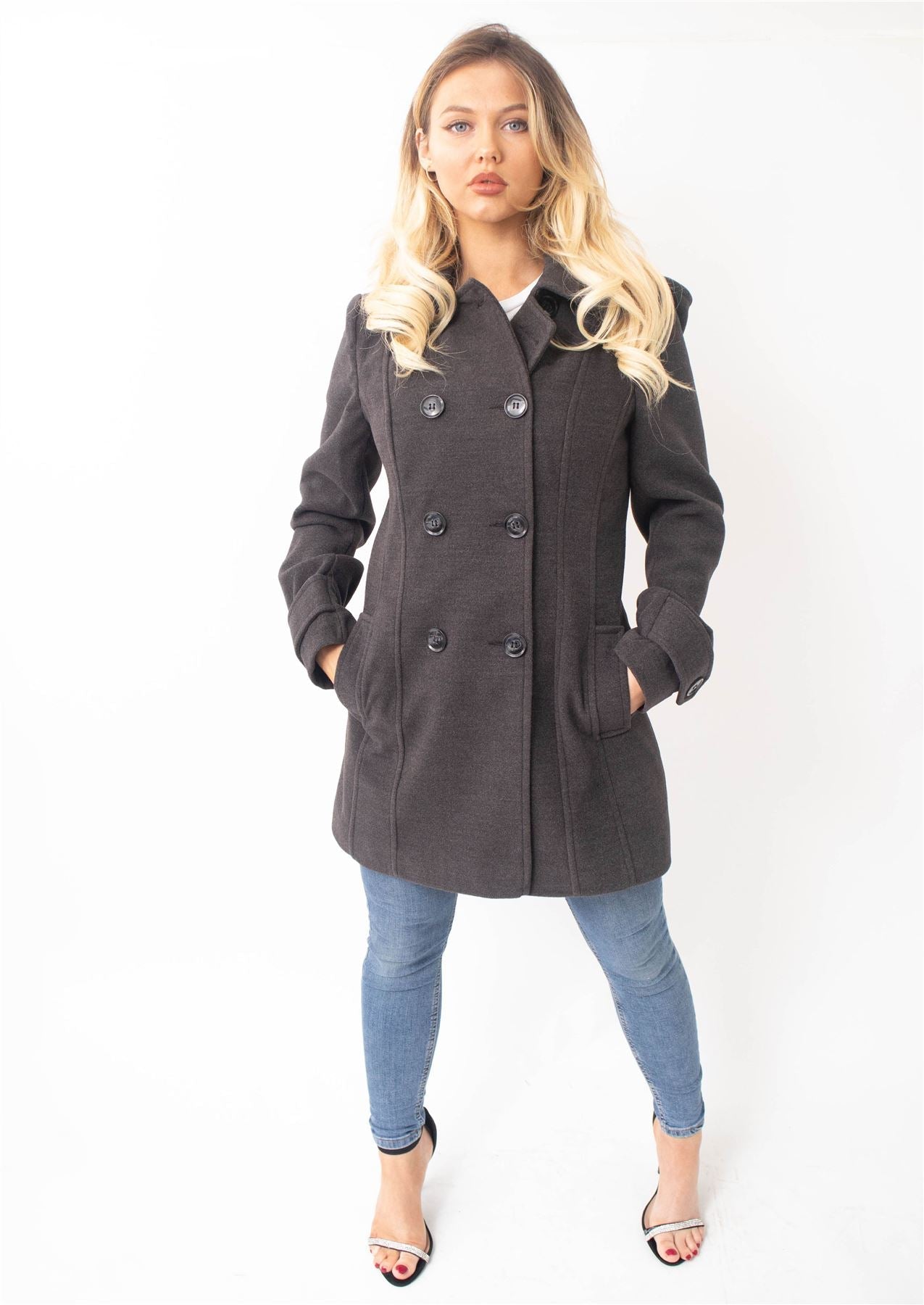 Wool Feel Double Breasted Hooded Coat - Great Hall Collections House